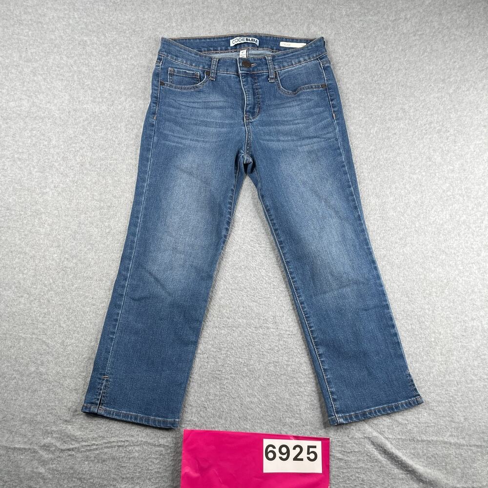 Code Bleu Chelsea Capri Denim Jean Womens Size 4P Blue Distressed Casual Petite